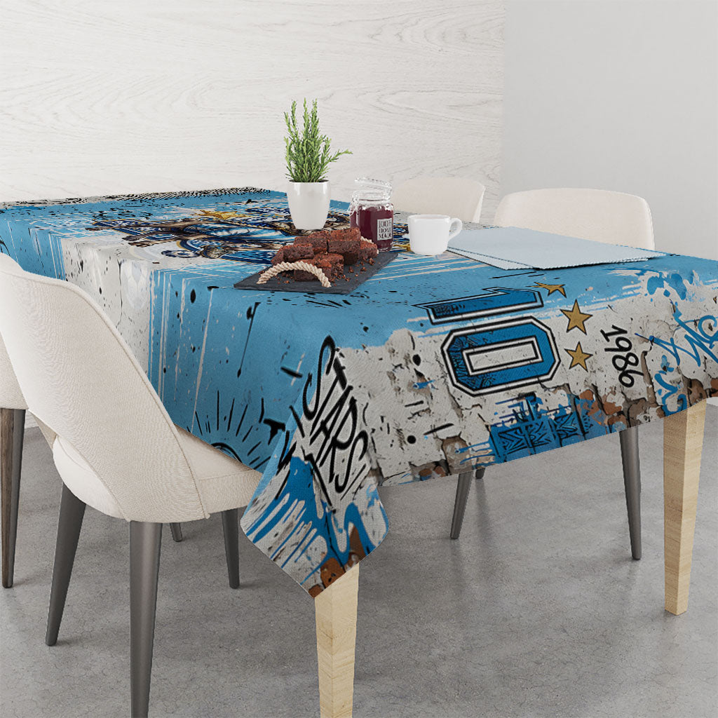 El Diez Argentina GOAT 10 Football Tablecloth Goat Mascot King Crown Graffiti Art