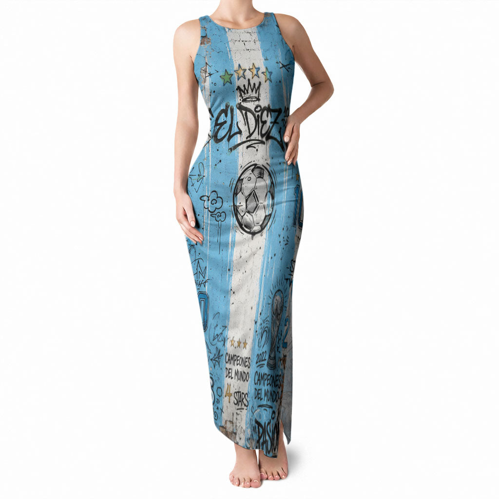 El Diez Argentina GOAT 10 Football Tank Maxi Dress Goat Mascot King Crown Graffiti Art