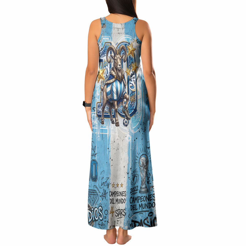 El Diez Argentina GOAT 10 Football Tank Maxi Dress Goat Mascot King Crown Graffiti Art