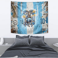 El Diez Argentina GOAT 10 Football Tapestry Goat Mascot King Crown Graffiti Art