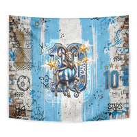 El Diez Argentina GOAT 10 Football Tapestry Goat Mascot King Crown Graffiti Art