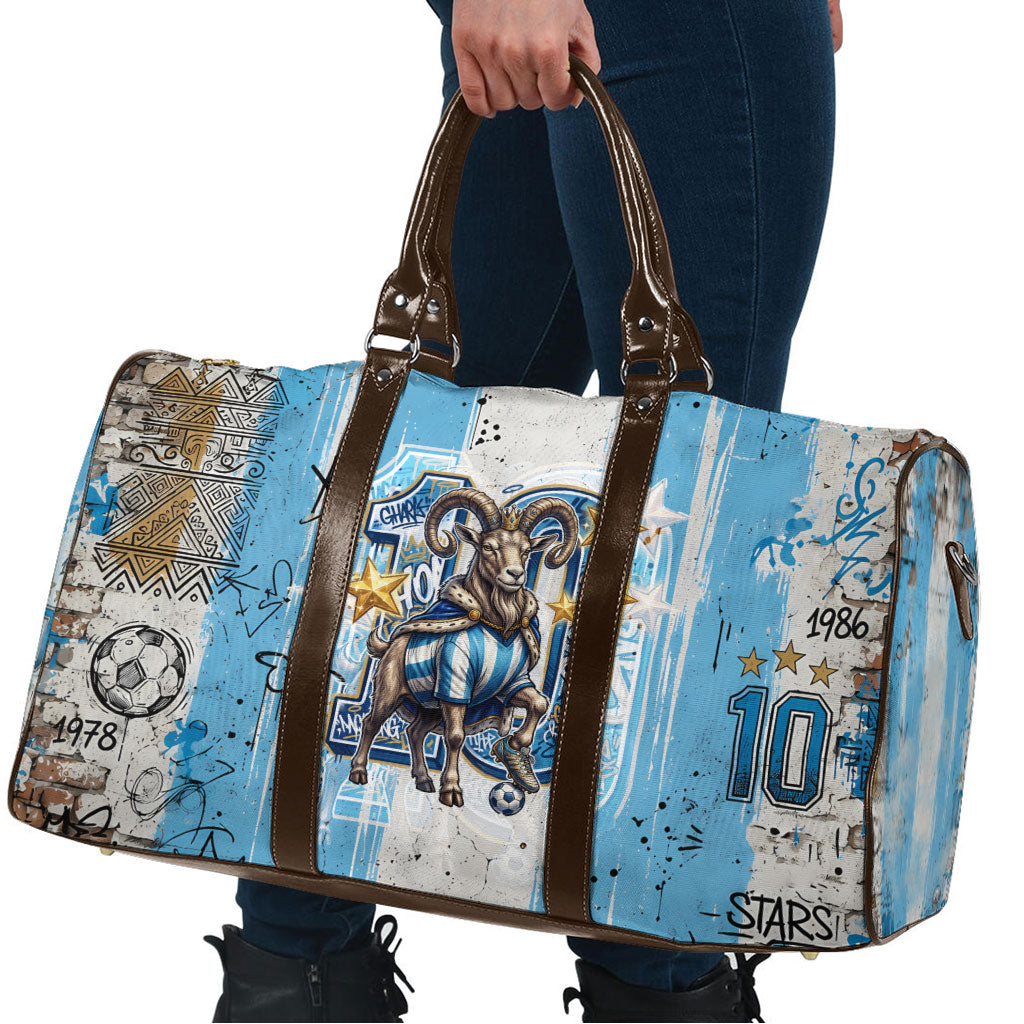 El Diez Argentina GOAT 10 Football Travel Bag Goat Mascot King Crown Graffiti Art