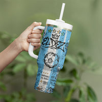 El Diez Argentina GOAT 10 Football Tumbler With Handle Goat Mascot King Crown Graffiti Art