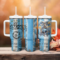 El Diez Argentina GOAT 10 Football Tumbler With Handle Goat Mascot King Crown Graffiti Art
