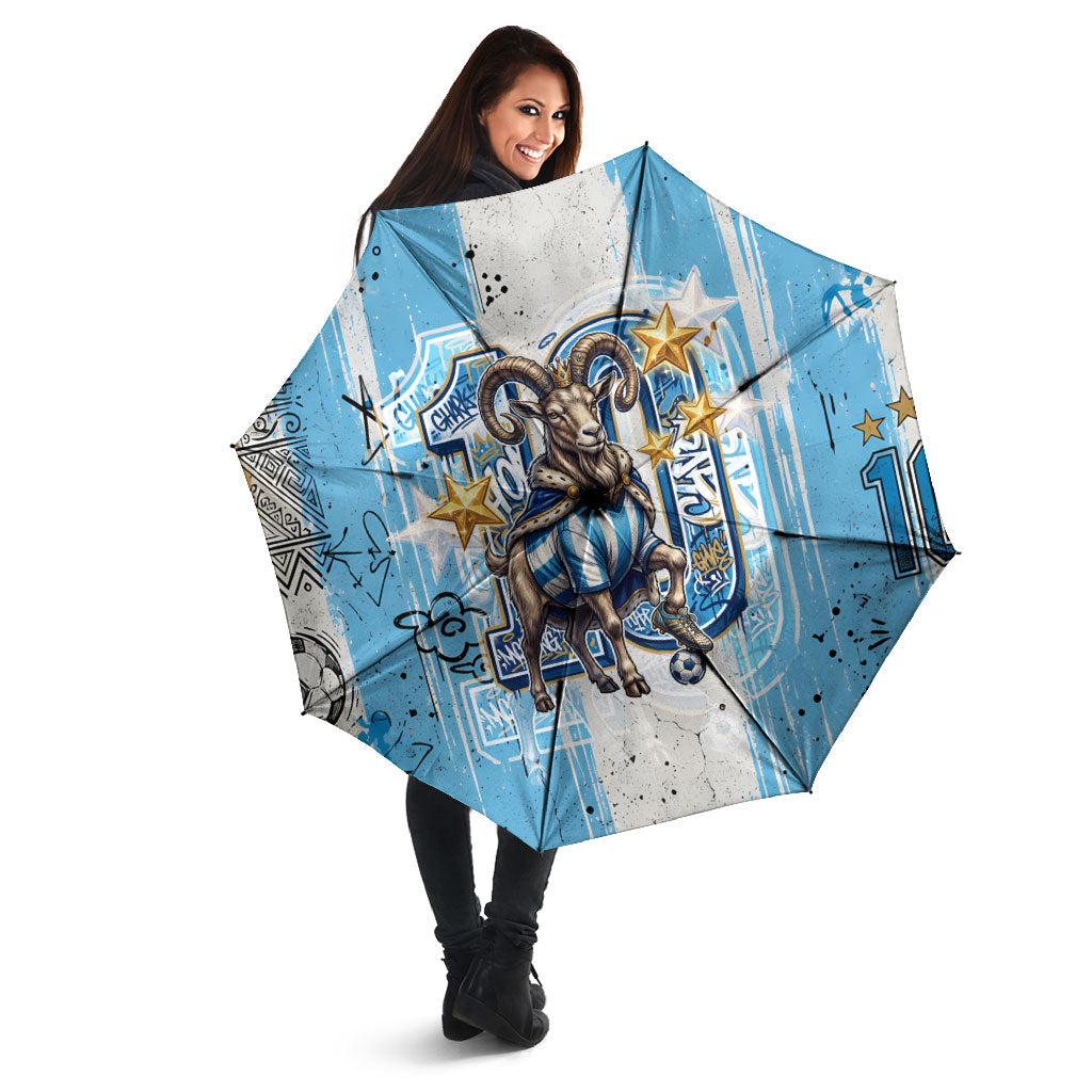 El Diez Argentina GOAT 10 Football Umbrella Goat Mascot King Crown Graffiti Art