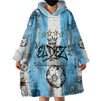 El Diez Argentina GOAT 10 Football Wearable Blanket Hoodie Goat Mascot King Crown Graffiti Art