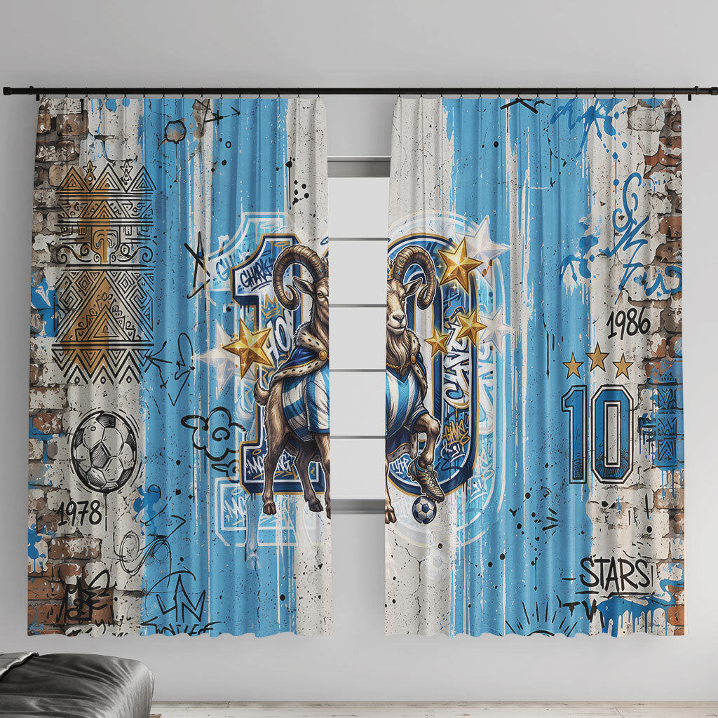 El Diez Argentina GOAT 10 Football Window Curtain Goat Mascot King Crown Graffiti Art