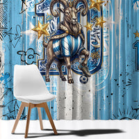 El Diez Argentina GOAT 10 Football Window Curtain Goat Mascot King Crown Graffiti Art