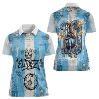 El Diez Argentina GOAT 10 Football Women Polo Shirt Goat Mascot King Crown Graffiti Art
