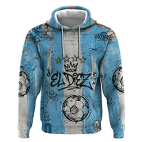 El Diez Argentina GOAT 10 Football Zip Hoodie Goat Mascot King Crown Graffiti Art