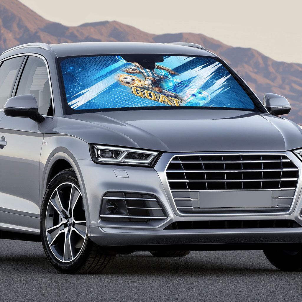Argentina Football GOAT 10 Pride Auto Sun Shade Power of the King - 4 Star Champions Mascot