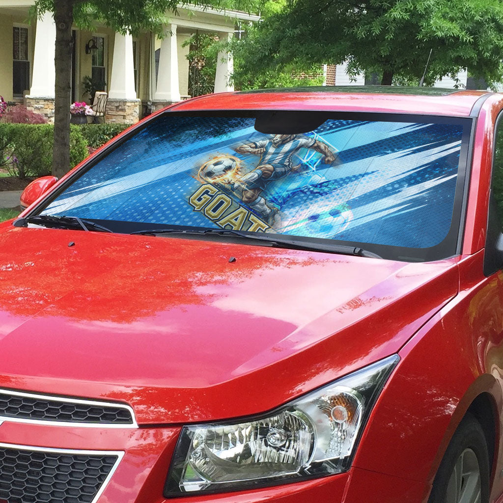 Argentina Football GOAT 10 Pride Auto Sun Shade Power of the King - 4 Star Champions Mascot