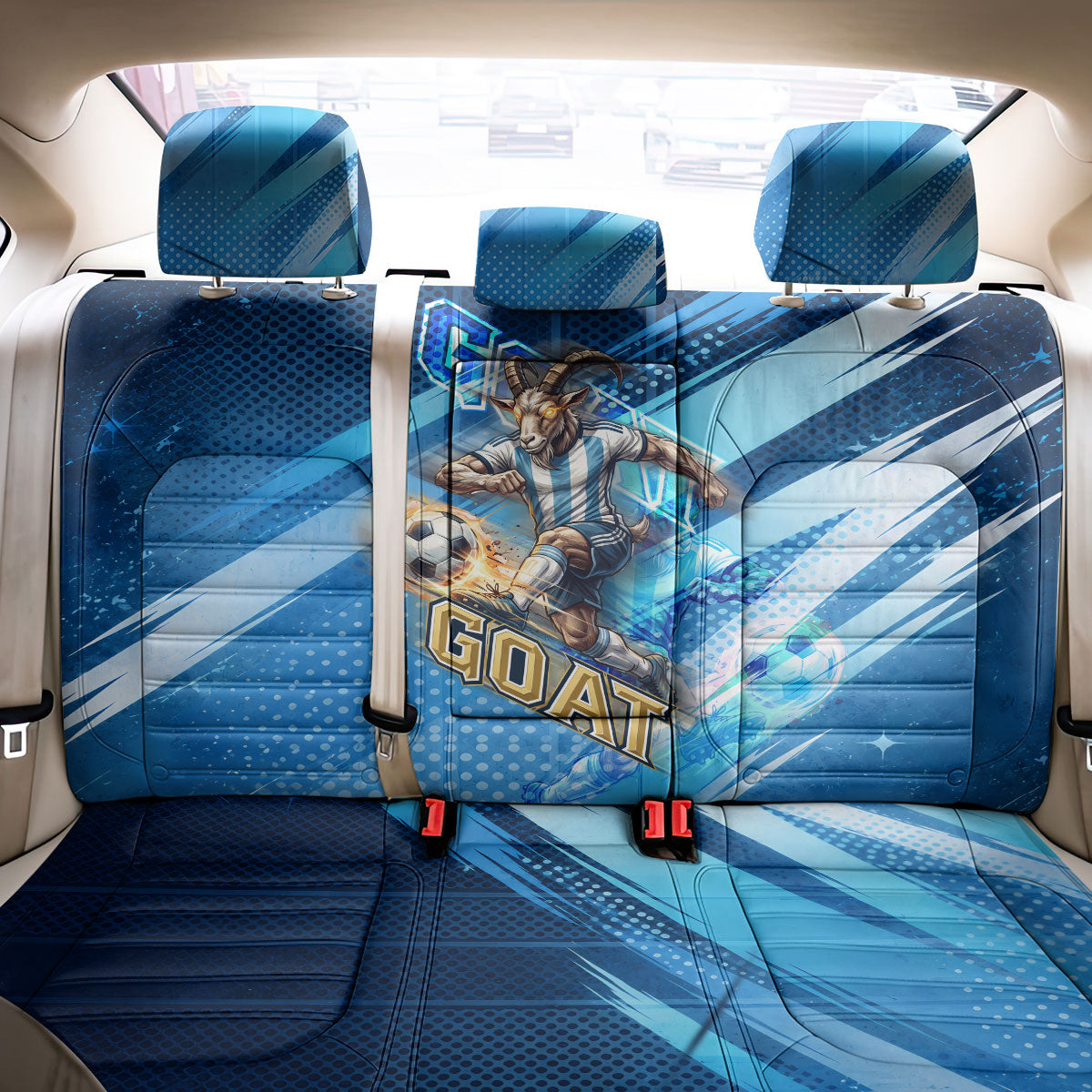 Argentina Football GOAT 10 Pride Back Car Seat Cover Power of the King - 4 Star Champions Mascot