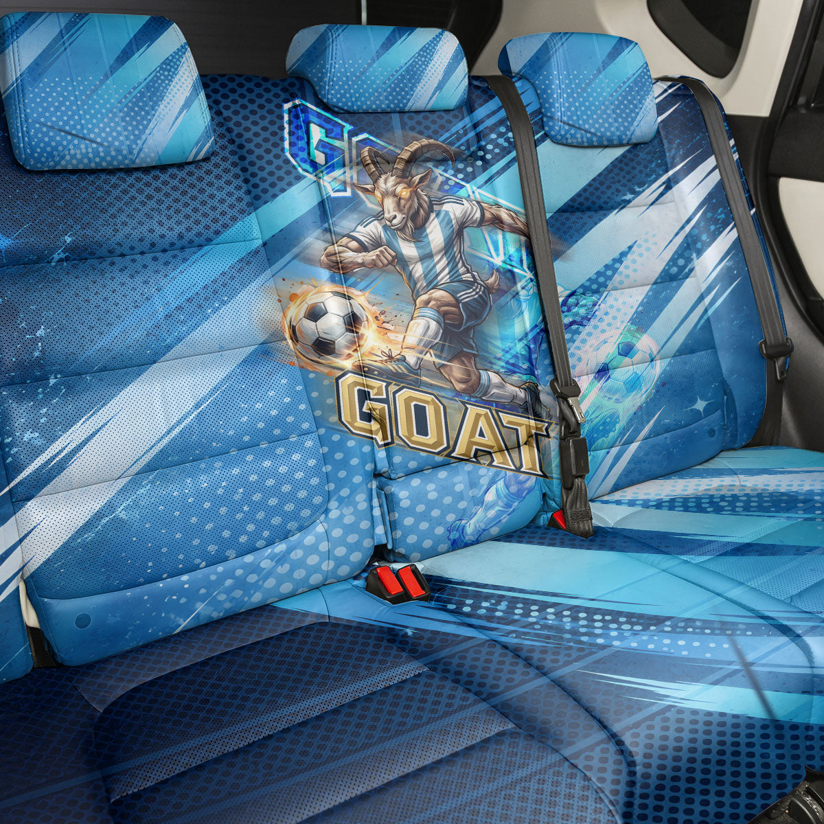 Argentina Football GOAT 10 Pride Back Car Seat Cover Power of the King - 4 Star Champions Mascot