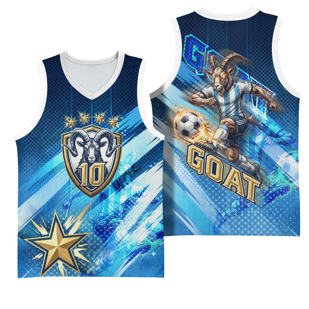 Argentina Football GOAT 10 Pride Basketball Jersey Power of the King - 4 Star Champions Mascot