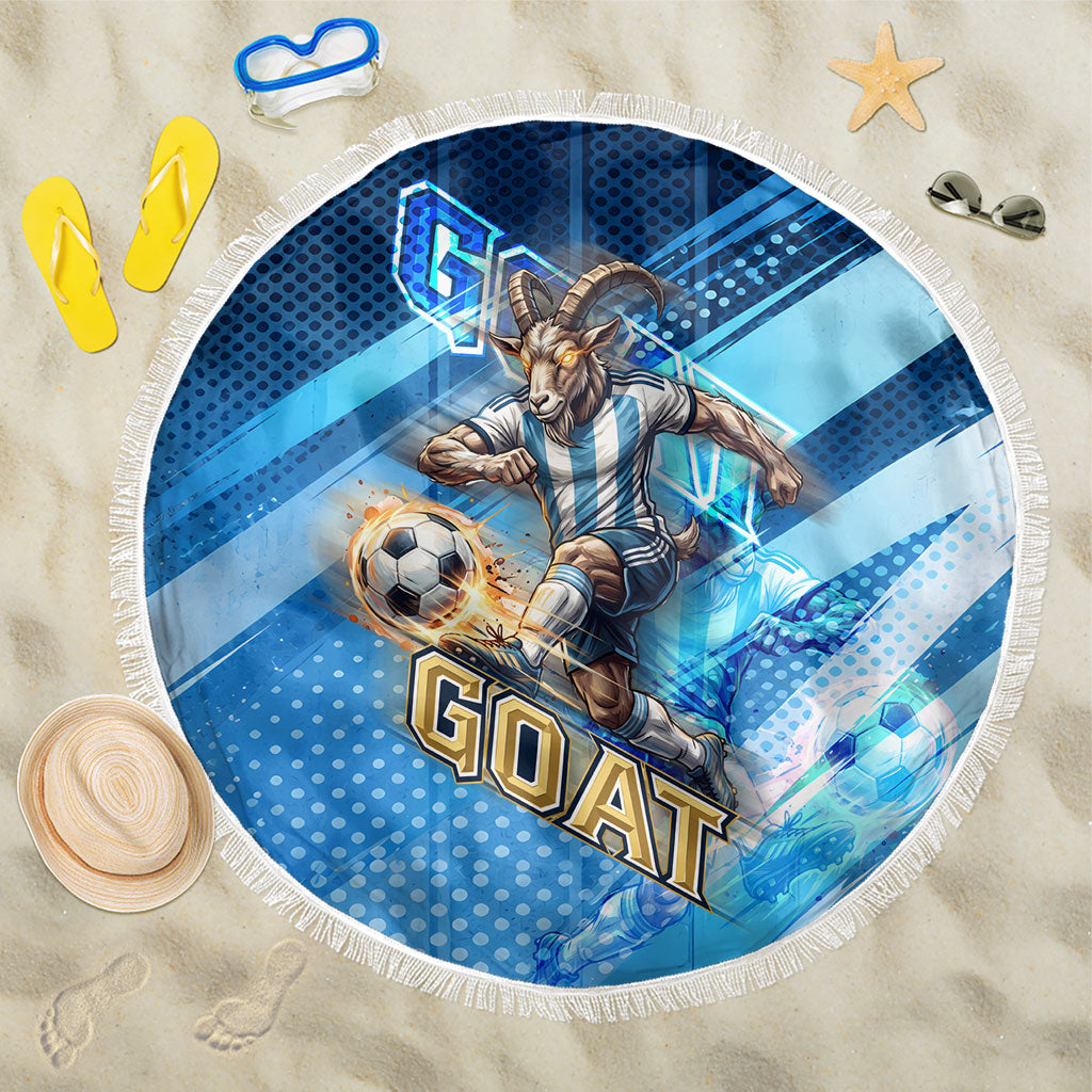 Argentina Football GOAT 10 Pride Beach Blanket Power of the King - 4 Star Champions Mascot