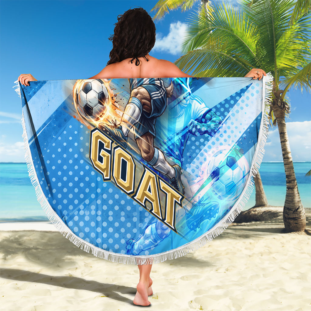 Argentina Football GOAT 10 Pride Beach Blanket Power of the King - 4 Star Champions Mascot