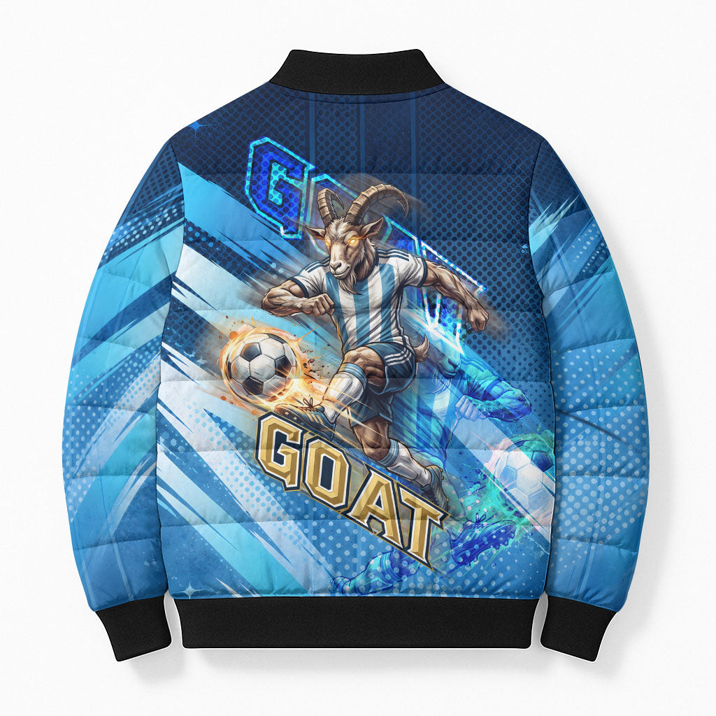 Argentina Football GOAT 10 Pride Bomber Puffer Jacket Power of the King - 4 Star Champions Mascot