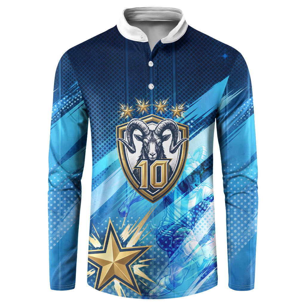 Argentina Football GOAT 10 Pride Button Sweatshirt Power of the King - 4 Star Champions Mascot