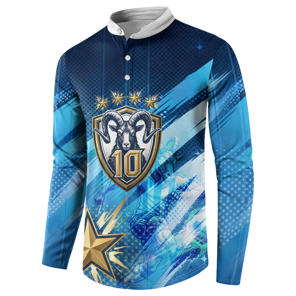 Argentina Football GOAT 10 Pride Button Sweatshirt Power of the King - 4 Star Champions Mascot