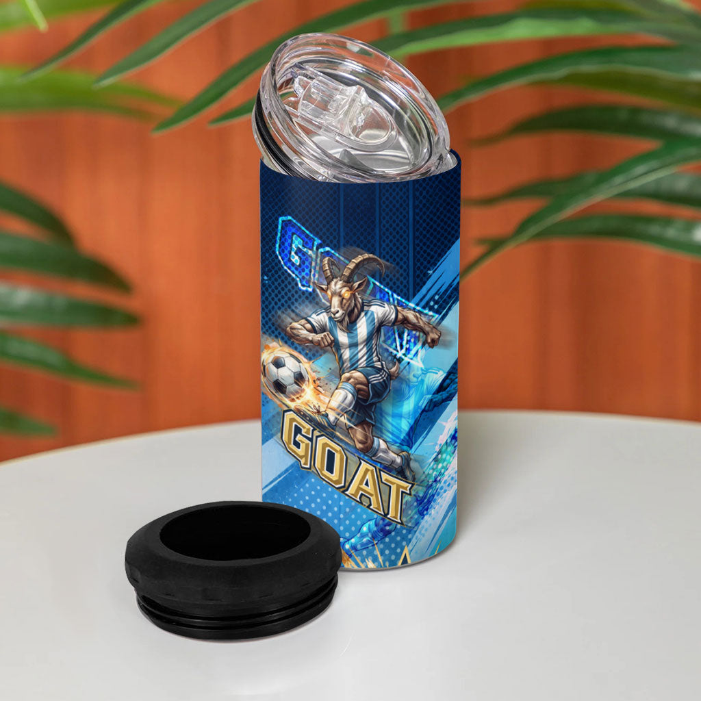 Argentina Football GOAT 10 Pride 4 in 1 Can Cooler Tumbler Power of the King - 4 Star Champions Mascot