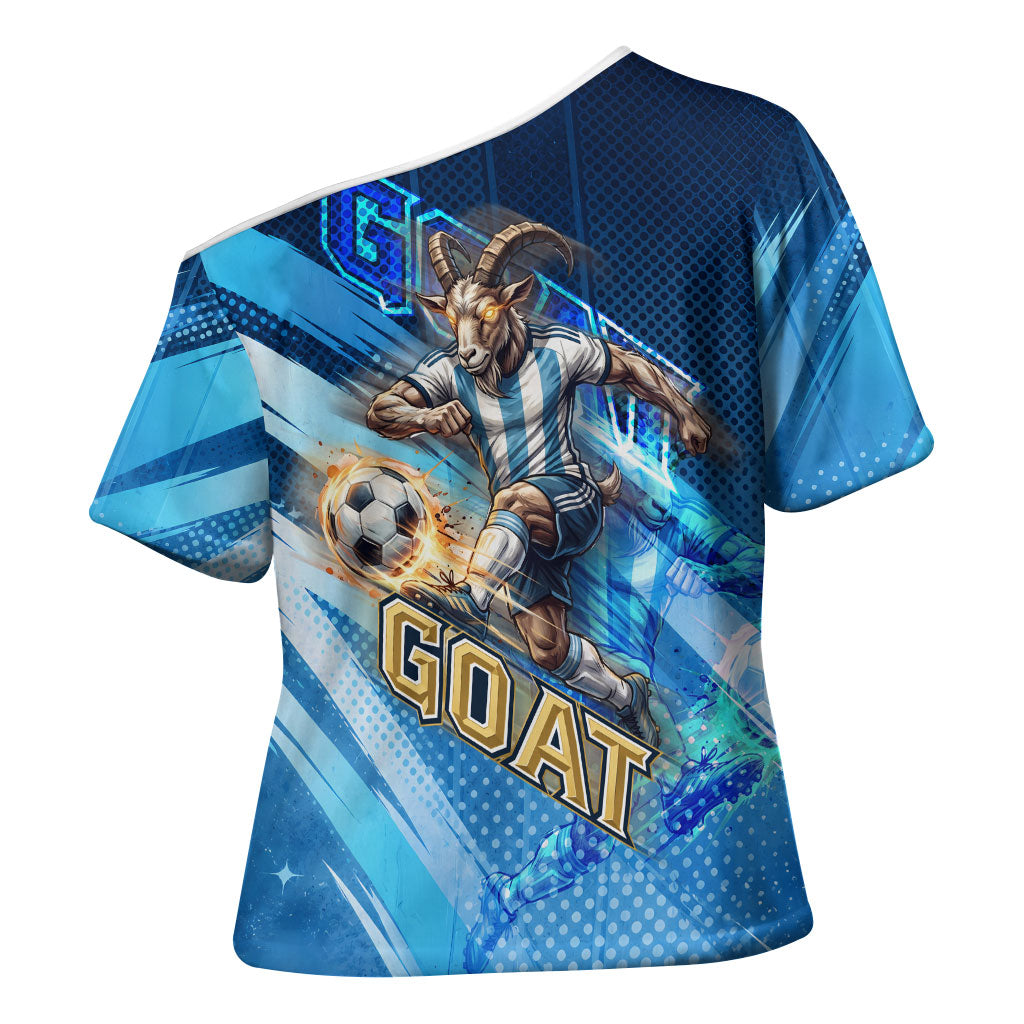 Argentina Football GOAT 10 Pride Cross Shoulder Shirt Power of the King - 4 Star Champions Mascot