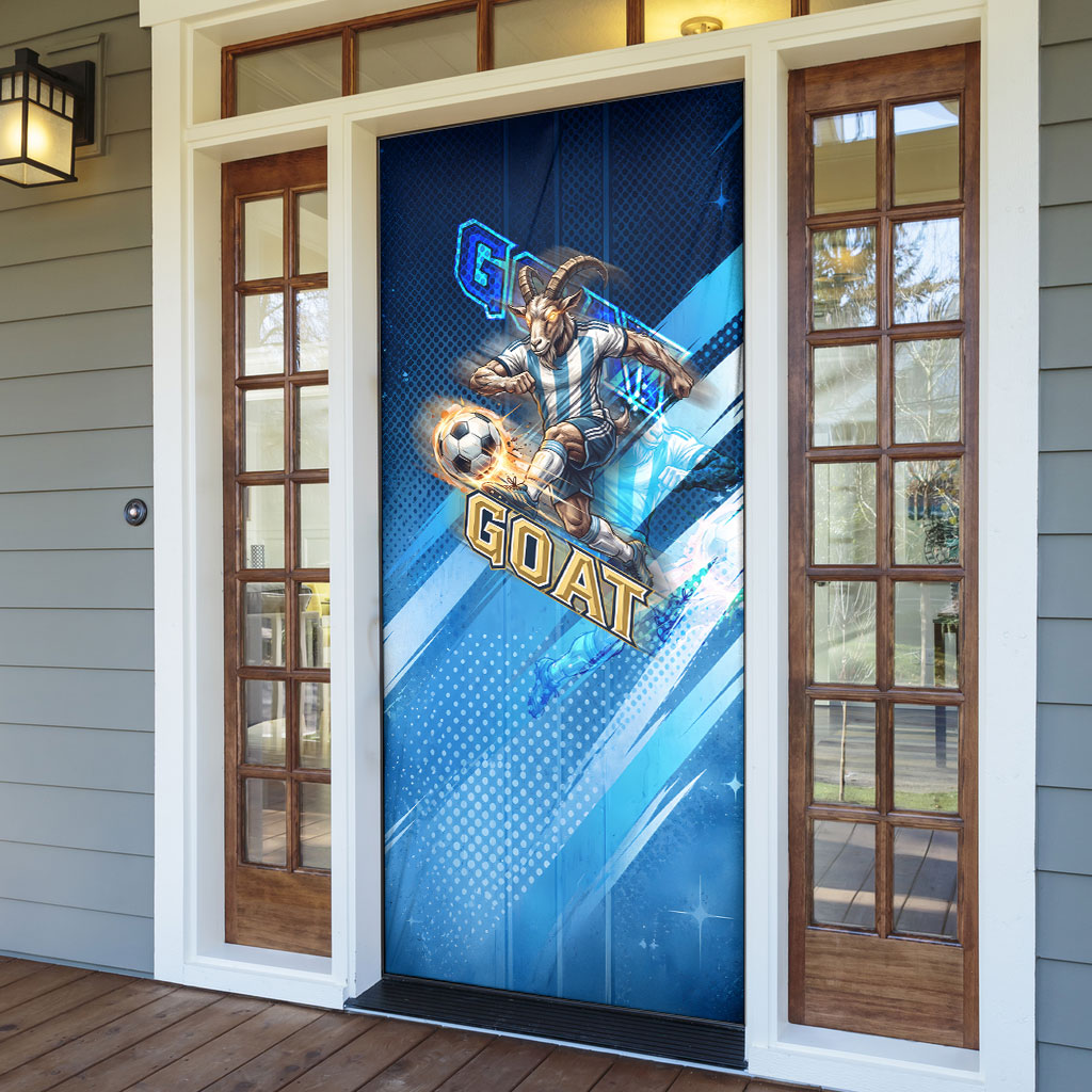 Argentina Football GOAT 10 Pride Door Cover Power of the King - 4 Star Champions Mascot
