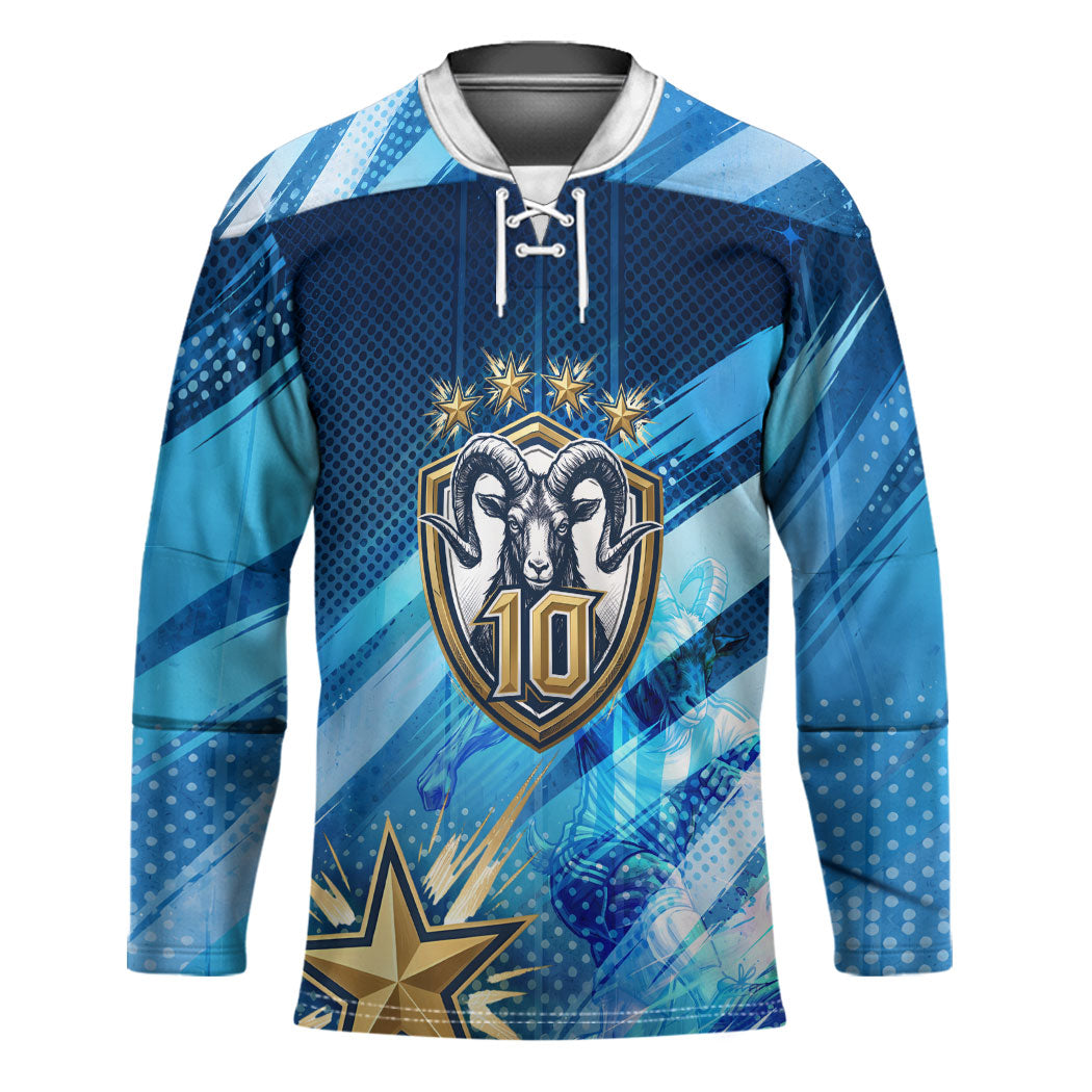 Argentina Football GOAT 10 Pride Hockey Jersey Power of the King - 4 Star Champions Mascot