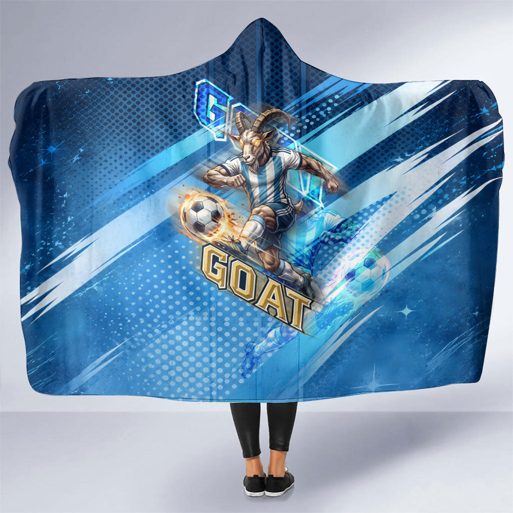 Argentina Football GOAT 10 Pride Hooded Blanket Power of the King - 4 Star Champions Mascot