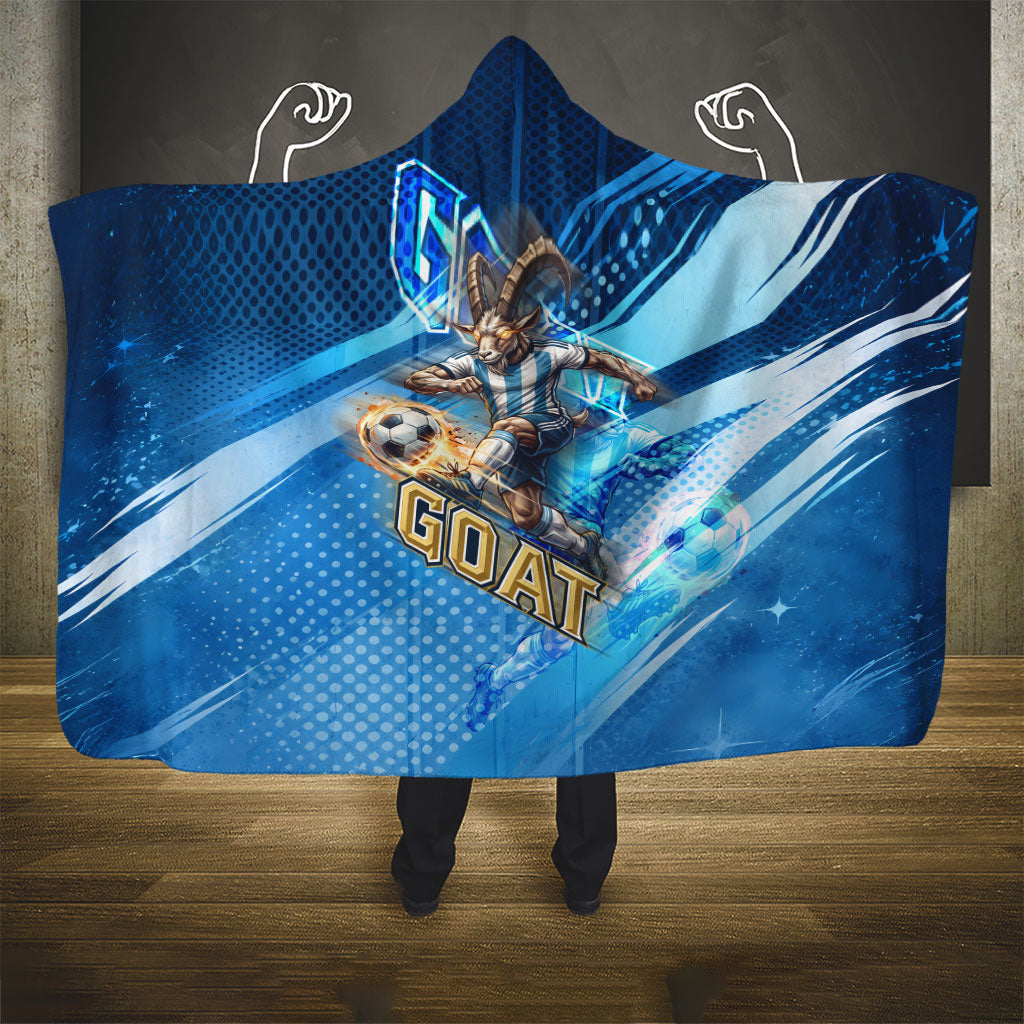 Argentina Football GOAT 10 Pride Hooded Blanket Power of the King - 4 Star Champions Mascot