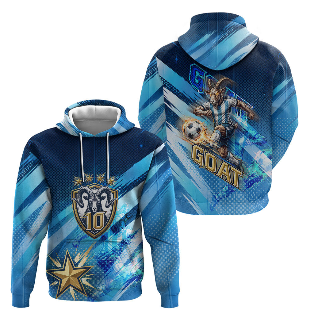 Argentina Football GOAT 10 Pride Hoodie Power of the King - 4 Star Champions Mascot