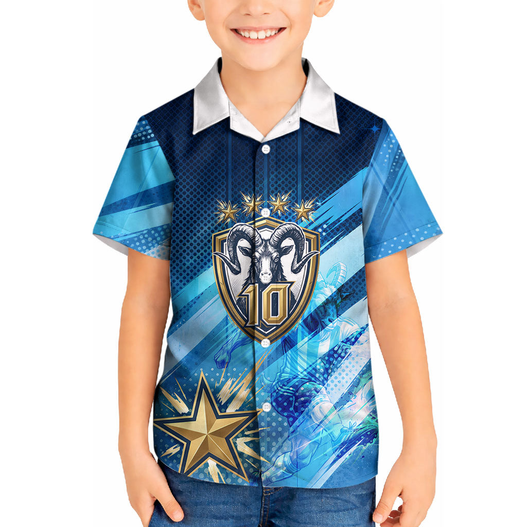 Argentina Football GOAT 10 Pride Kid Hawaiian Shirt Power of the King - 4 Star Champions Mascot