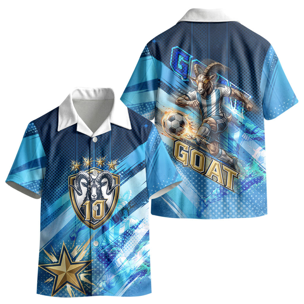 Argentina Football GOAT 10 Pride Kid Hawaiian Shirt Power of the King - 4 Star Champions Mascot