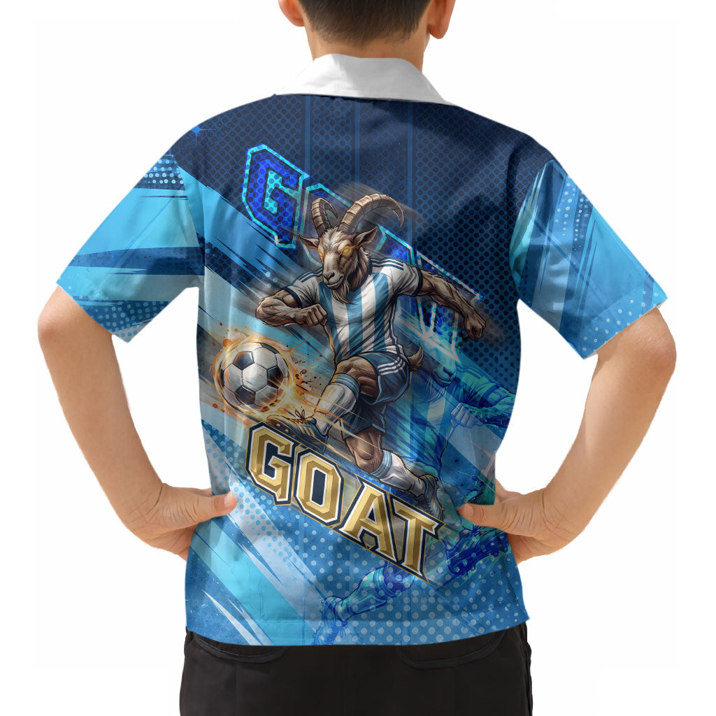 Argentina Football GOAT 10 Pride Kid Hawaiian Shirt Power of the King - 4 Star Champions Mascot