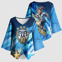 Argentina Football GOAT 10 Pride Kimono Sleeve Blouse Power of the King - 4 Star Champions Mascot