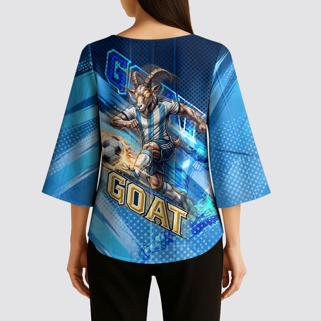 Argentina Football GOAT 10 Pride Kimono Sleeve Blouse Power of the King - 4 Star Champions Mascot
