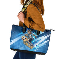 Argentina Football GOAT 10 Pride Leather Tote Bag Power of the King - 4 Star Champions Mascot
