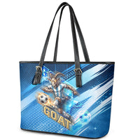 Argentina Football GOAT 10 Pride Leather Tote Bag Power of the King - 4 Star Champions Mascot