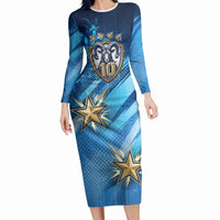 Argentina Football GOAT 10 Pride Long Sleeve Bodycon Dress Power of the King - 4 Star Champions Mascot