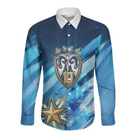 Argentina Football GOAT 10 Pride Long Sleeve Button Shirt Power of the King - 4 Star Champions Mascot