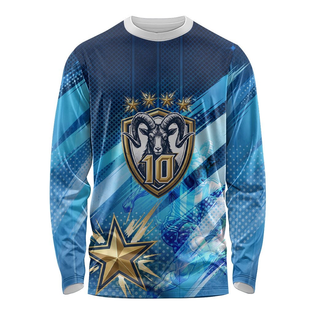 Argentina Football GOAT 10 Pride Long Sleeve Shirt Power of the King - 4 Star Champions Mascot