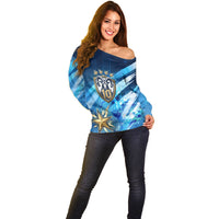 Argentina Football GOAT 10 Pride Off Shoulder Sweater Power of the King - 4 Star Champions Mascot