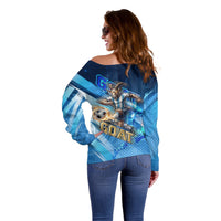 Argentina Football GOAT 10 Pride Off Shoulder Sweater Power of the King - 4 Star Champions Mascot
