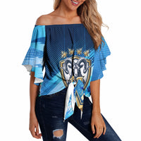 Argentina Football GOAT 10 Pride Off Shoulder Wrap Waist Top Power of the King - 4 Star Champions Mascot