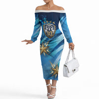 Argentina Football GOAT 10 Pride Off The Shoulder Long Sleeve Dress Power of the King - 4 Star Champions Mascot