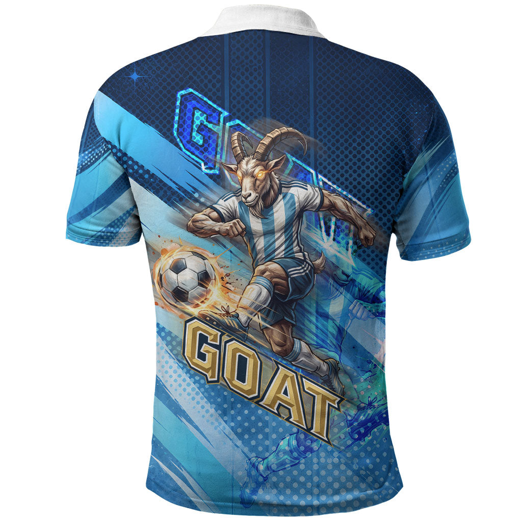 Argentina Football GOAT 10 Pride Polo Shirt Power of the King - 4 Star Champions Mascot