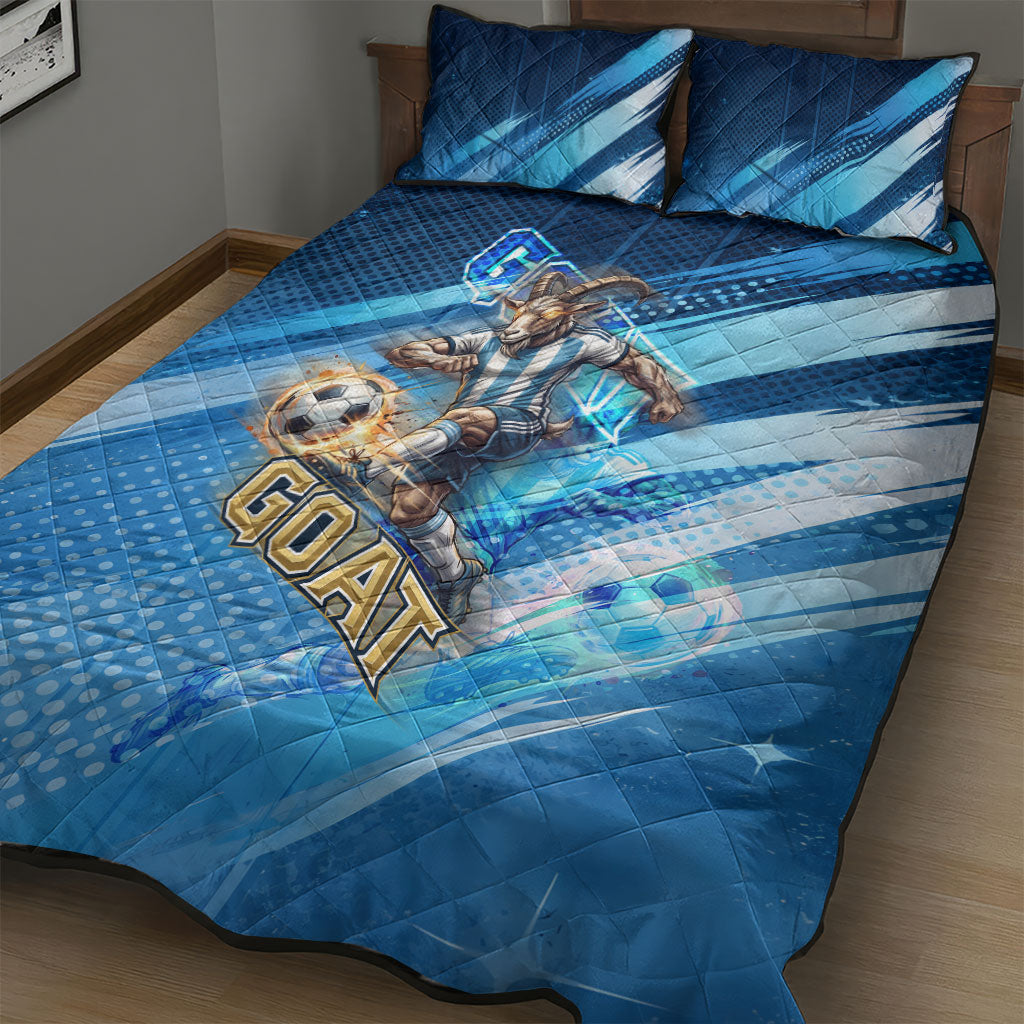 Argentina Football GOAT 10 Pride Quilt Bed Set Power of the King - 4 Star Champions Mascot