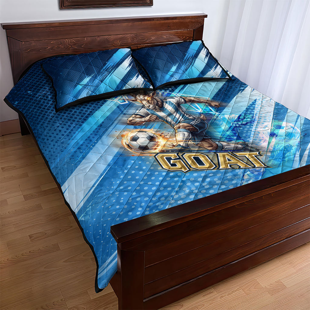 Argentina Football GOAT 10 Pride Quilt Bed Set Power of the King - 4 Star Champions Mascot