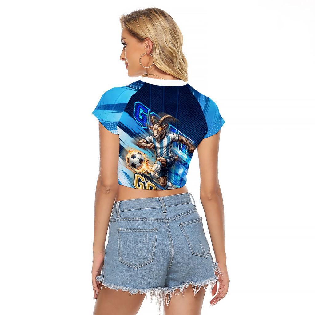 Argentina Football GOAT 10 Pride Raglan Cropped T Shirt Power of the King - 4 Star Champions Mascot