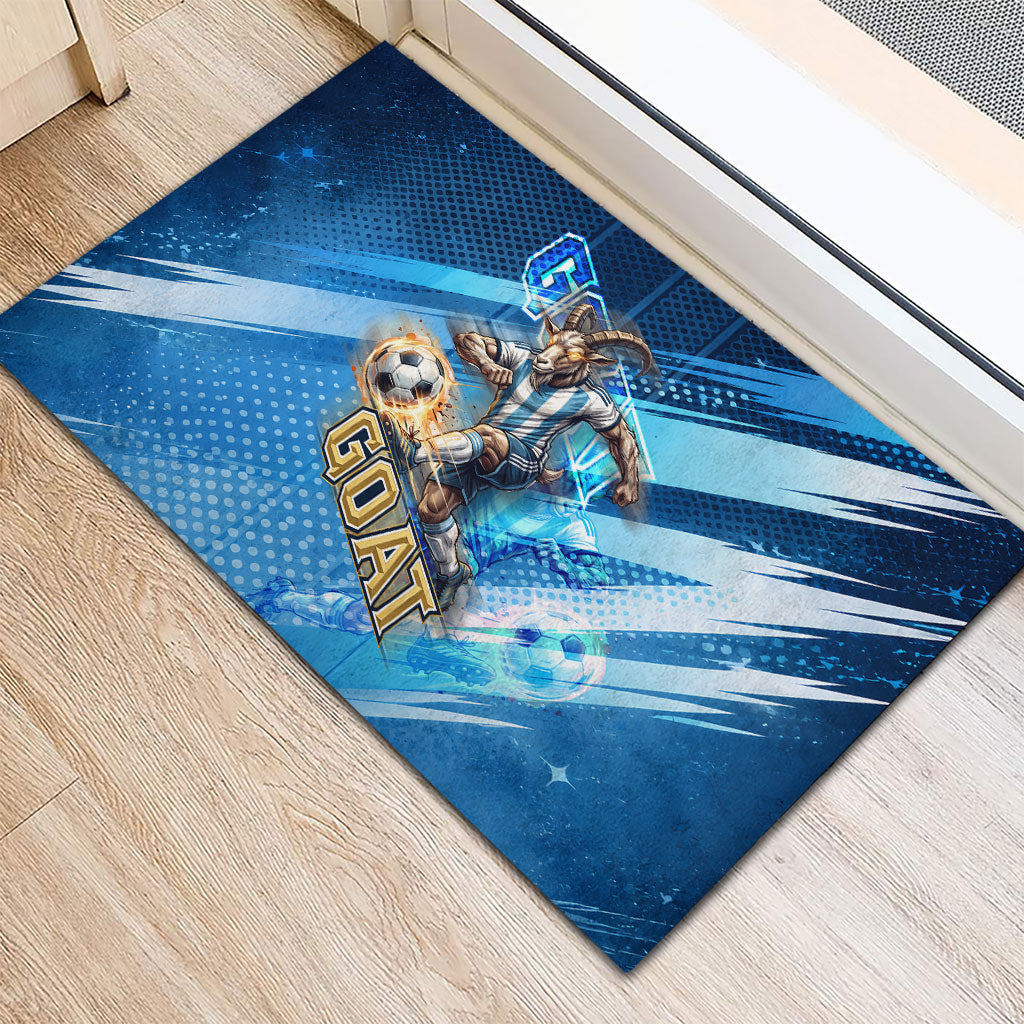 Argentina Football GOAT 10 Pride Rubber Doormat Power of the King - 4 Star Champions Mascot